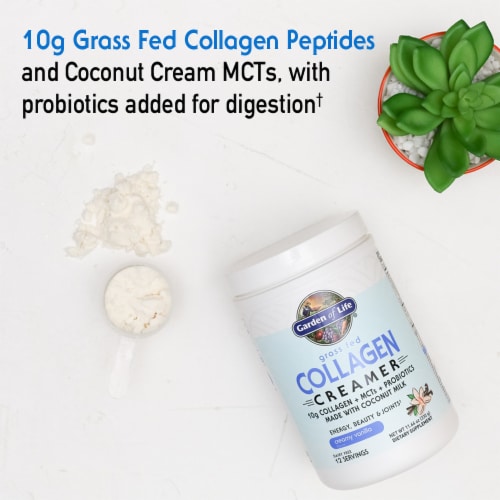 Garden of Life Grass Fed Collagen Creamer, Energy, Beauty & Joints, Creamy Vanilla Powder, 10 g Perspective: back
