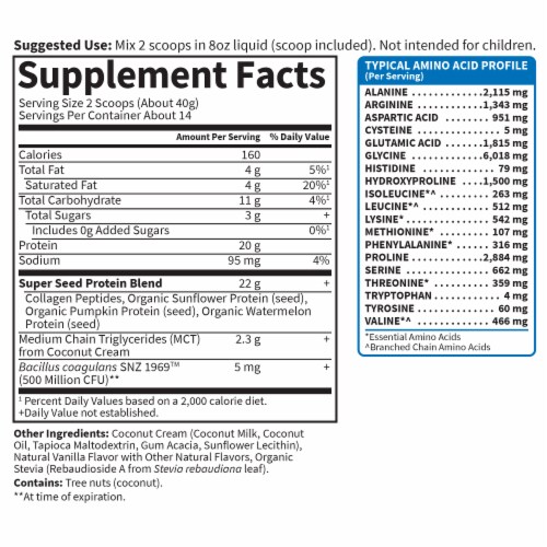 Garden of Life® Grass Fed Vanilla Collagen Protein Powder Perspective: back