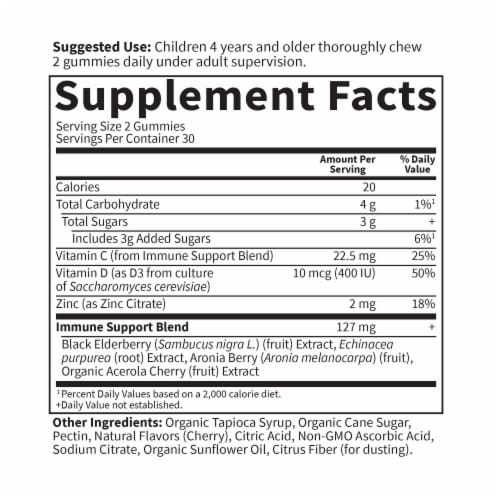 Garden of Life® Dr Formulated Kids Elderberry Immune Gummies Perspective: back