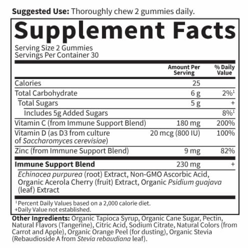 Garden of Life® Immune with Zinc Gummies Perspective: back