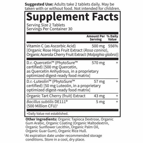 Garden of Life® Dr. Formulated Quercetin Immune Vegetarian 500mg Tablets Perspective: back