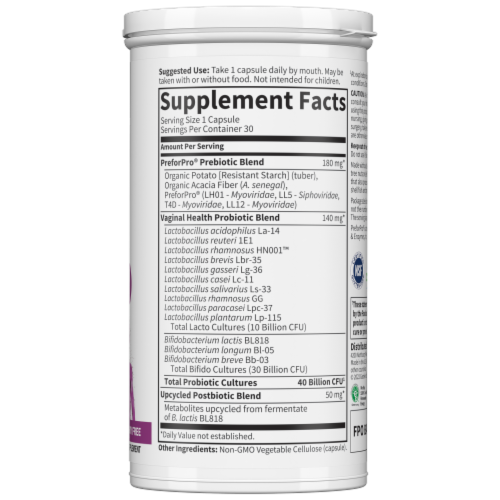 Garden of Life Dr. Formulated Probiotics Feminine pH Daily Care Supplement Capsules Perspective: back