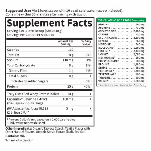 Garden of Life® Sport Vanilla Flavor Grass-Fed Whey + Weight Management Powder Perspective: back