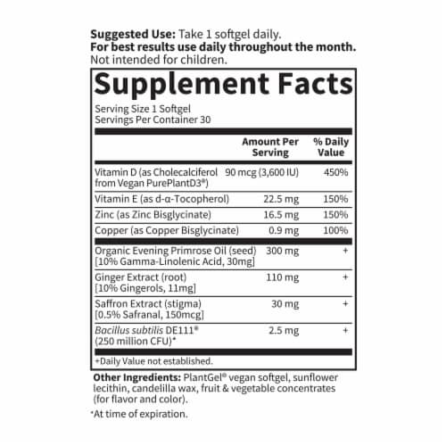 Garden of Life Dr. Formulated PMS Support, Reduce Cramps, Improve Mood & Skin Support, Softgels Perspective: back