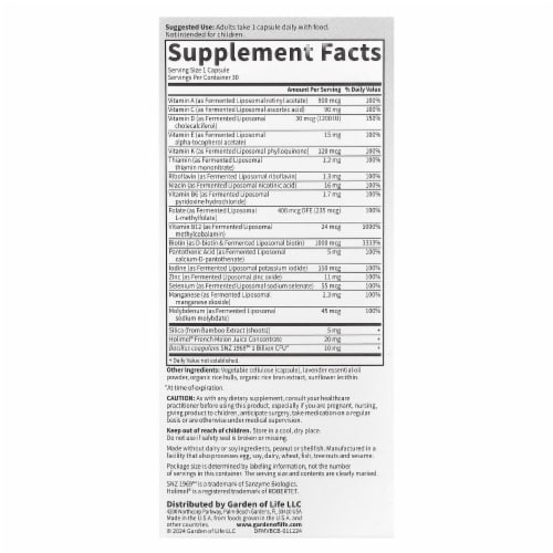 Garden of Life® Dr. Formulated Multi+ Beauty Complex Capsules Perspective: back