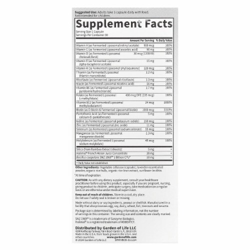 Garden of Life® Dr. Formulated Multi+ Beauty Complex Capsules Perspective: back