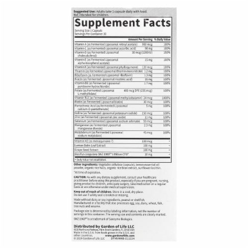 Garden of Life® Dr. Formulated Multi+ Heart Health Capsules Perspective: back