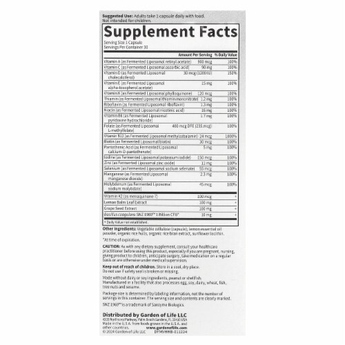 Garden of Life® Dr. Formulated Multi+ Heart Health Capsules Perspective: back