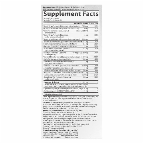 Garden of Life® Dr. Formulated Multi+ Metabolism Support Capsules Perspective: back