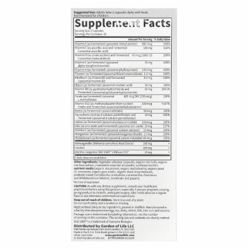 Garden of Life® Dr. Formulated Multi+ Stress & Mood Capsules Perspective: back