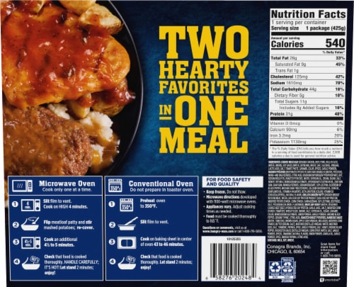 Hungry-Man® Combos Meatloaf & BBQ Sauced Chicken Meal Perspective: back