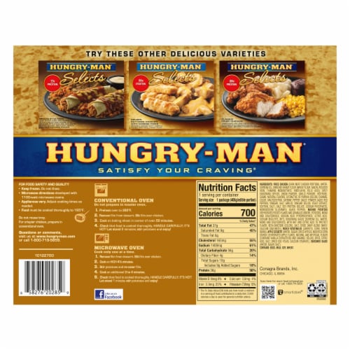 Hungry-Man Selects Spicy Classic Fried Chicken Frozen Meal Perspective: back