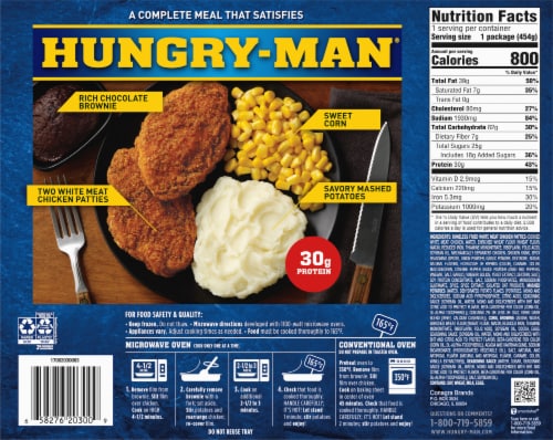 Hungry-Man Spicy Boneless Fried Chicken Patties Frozen Dinner Frozen Meal Perspective: back