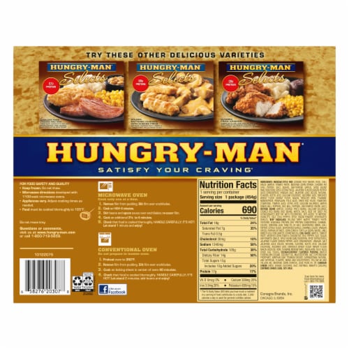 Hungry-Man Selects Mexican Style Fiesta Enchiladas Frozen Meal Perspective: back