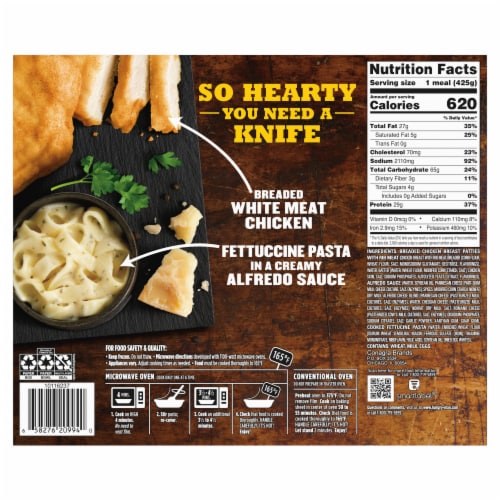 Hungry-Man Double Chicken Bowls Breaded Chicken Alfredo With Fettuccine Pasta Frozen Meal Perspective: back