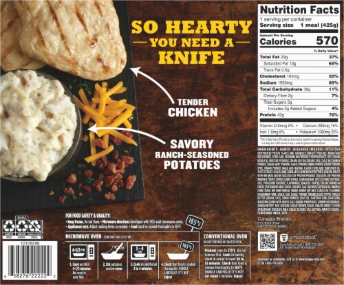 Hungry-Man® Double Chicken Bacon Ranch Bowls With Mashed Potatoes Frozen Meal Perspective: back