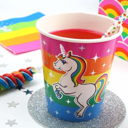 Prime Party Silver Lining Rainbow Unicorn Cups (8 Pack) Perspective: back