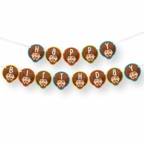 Prime Party Bob Ross and Friends Birthday Banner Perspective: back