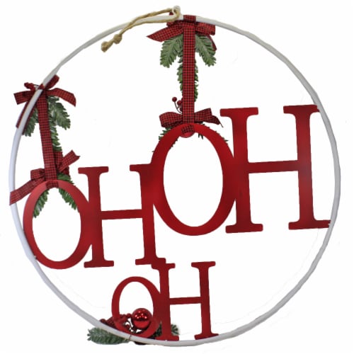 Christmas Ho Ho Ho Hanging Ring Metal Holiday Berries Bows 3800465 Perspective: back