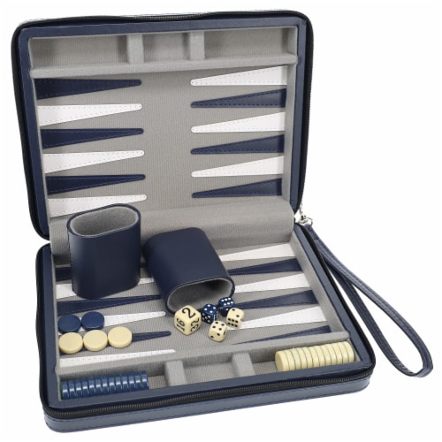 WE Games Magnetic Backgammon Set, Leatherette Case, Carrying Strap - Travel Size Perspective: back