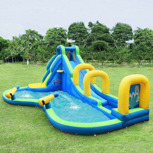 Costway Inflatable Water Slide Kids Bounce House Castle Splash Pool Without Blower Perspective: back
