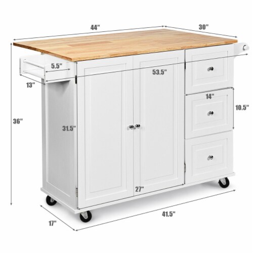 Gymax Drop-Leaf Kitchen Island Trolley Cart Wood Storage Cabinet w/ Spice Rack Black Perspective: back