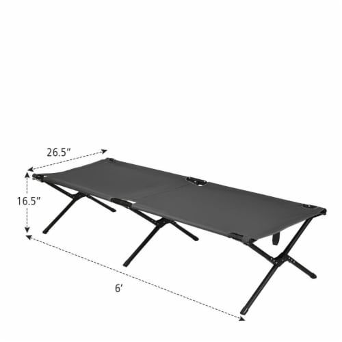 Gymax Folding Camping Cot & Bed Heavy-Duty for Adults Kids w/ Carrying Bag 300LBS Grey Perspective: back