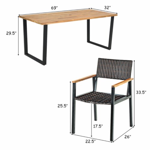 Gymax 7PCS Patio Garden Dining Set Outdoor Dining Furniture Set w