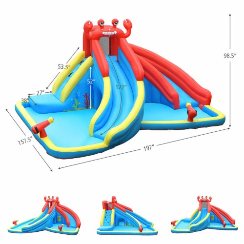 Costway Inflatable Water Slide Crab Dual Slide Bounce House Splash Pool Without Blower Perspective: back
