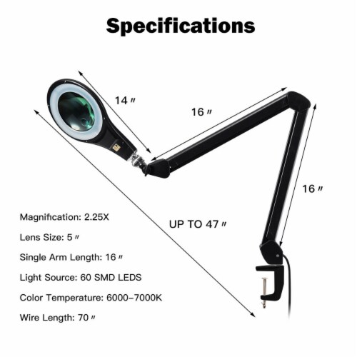 LED Magnifier Desk Lamp 8x Magnifying Glass with Light Swing Arm Desk Table  Light USB Reading, 1 unit - Kroger