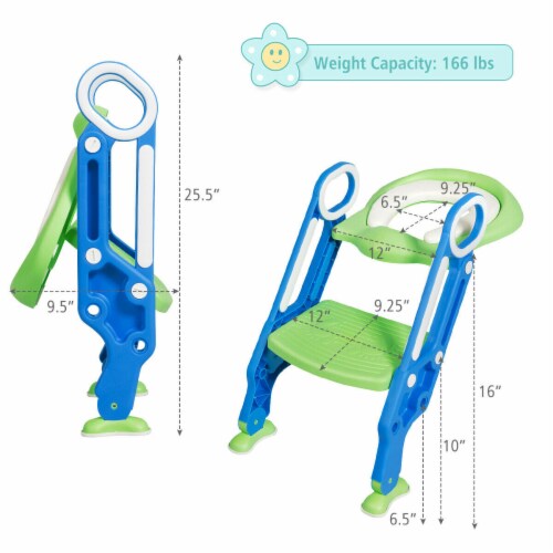 Gymax Foldable Potty Training Toilet Seat w/ Step Stool Ladder Adjustable for kids Perspective: back