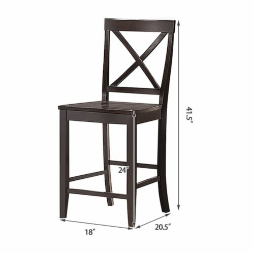 Gymax Set of 2 24'' Counter Height Barstools Kitchen Dining Chairs Rubber Wood Frame Perspective: back