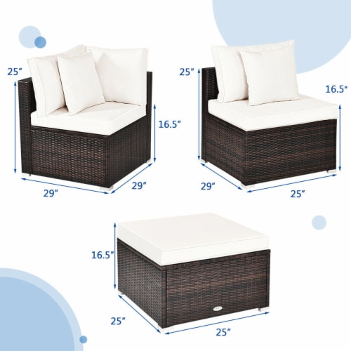 4PCS Rattan Patio Sofa Conversation Set Outdoor Furniture Set w/ Cushion Perspective: back