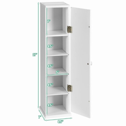Toilet Tissue Storage Tower Bathroom Storage Floor Cabinet w/ 4 Shelves Perspective: back