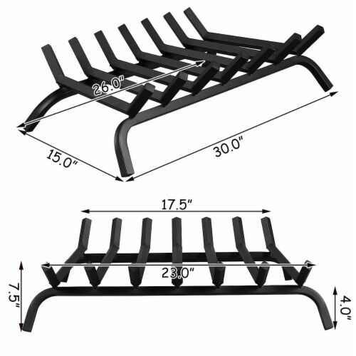 Gymax 30'' Iron Fireplace Log Grate 3/4'' Heavy Duty Steel Firewood Burning Rack