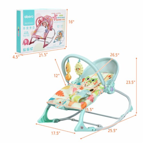 Gymax Adjustable Infant Rocker Bouncer Baby Rocking Chair Toddler w/ Awning Green Perspective: back