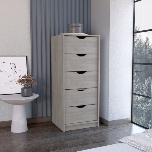DEPOT E SHOP Dresser 42H 5 Drawers Slim Storage Chest Bedroom Concrete Gray 1 Box Gerbes Super Markets