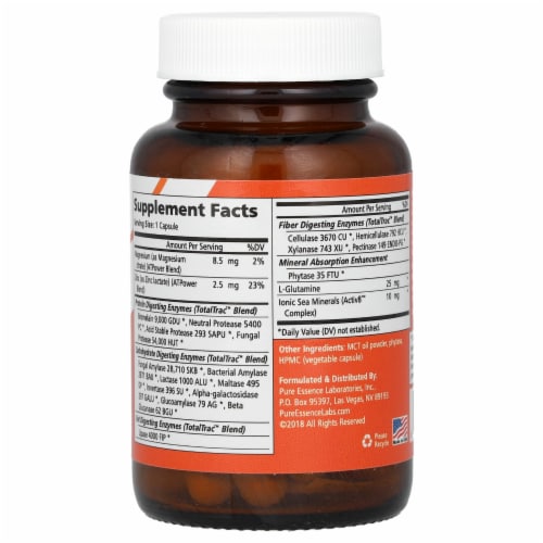 Pure Essence Real-Zymes Vegan - 30 Vegi-Caps Perspective: back