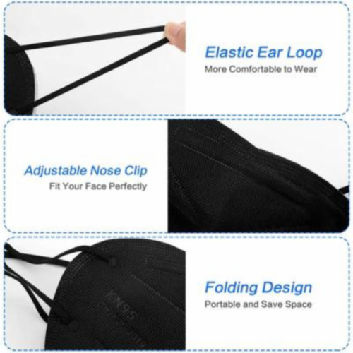 Kn95 5ply disposable face mask 50cts(Black) Perspective: back