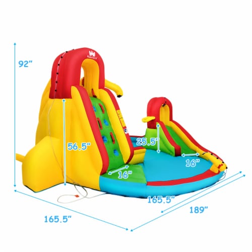 Costway Kids Inflatable Water Slide Bounce Park Splash Pool w/Water Cannon & 480W Blower Perspective: back