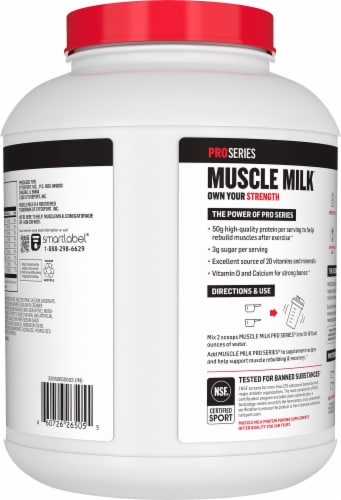 Muscle Milk Pro Series Intense Vanilla Artificially Flavored Protein Powder Supplement Perspective: back