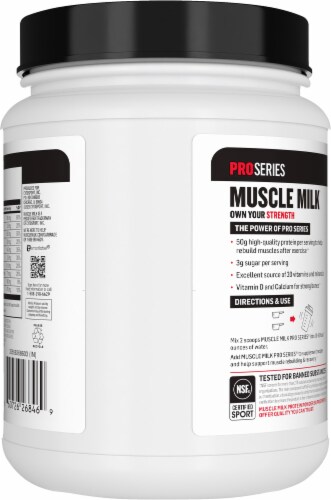 Muscle Milk Pro Series Slammin Strawberry Artificially Flavored Protein Powder Supplement Perspective: back