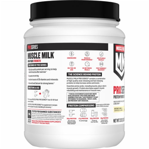 Muscle Milk® Pro Series Intense Vanilla Protein Powder Perspective: back