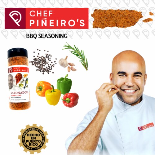 Chef Piñeiro's BBQ Seasoning From Puerto Rico, Sazonador Parrillero, 10.5 Ounces Perspective: back