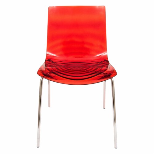 LeisureMod Astor Modern Rain Drop Design Dining Chair in Red Set of 4 Perspective: back