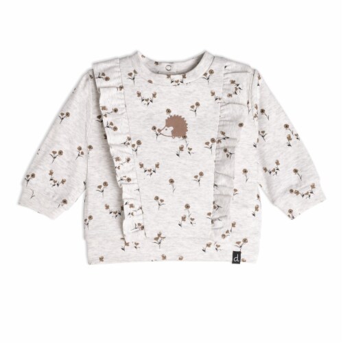 Organic Cotton Top And Pant Set With Ruffles Oatmeal Mix Perspective: back