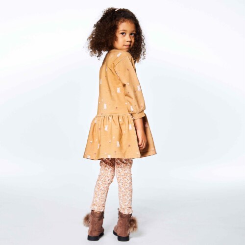 Printed Cats Long Sleeve Fleece Dress Perspective: back
