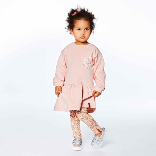 Long Sleeve Fleece Dress Soft Pink Perspective: back
