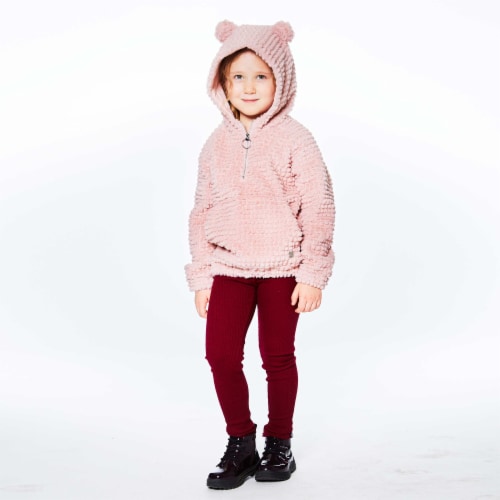 Hooded Long Sleeve Fake Fur Top Perspective: back