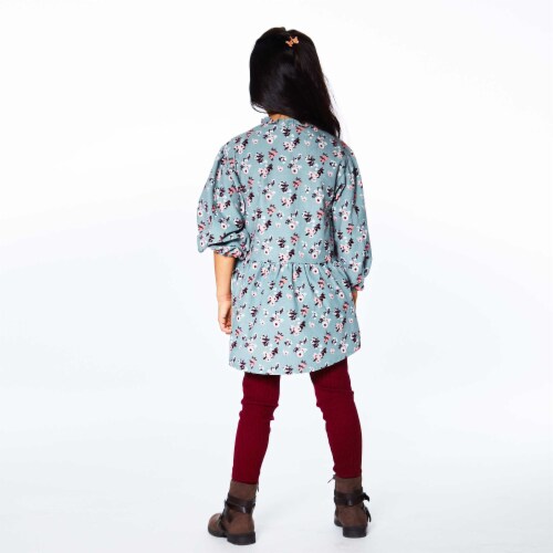 Baby Corduroy Long Sleeve Tunic Printed Flowers Perspective: back